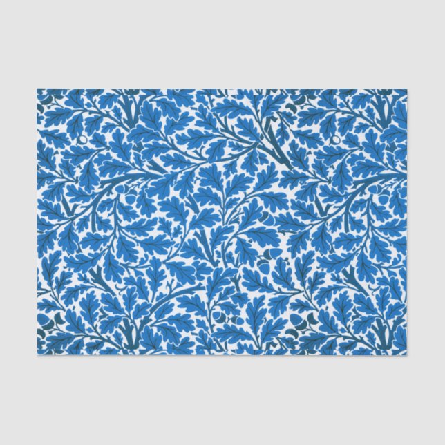 William Morris Oak Blätter, Sapphire Blue und Whit Seidenpapier (Vorderseite)