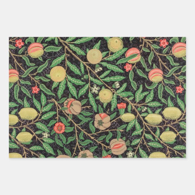 William Morris Obstpomegranat Blumenmuster Geschenkpapier Set (Vorderseite)