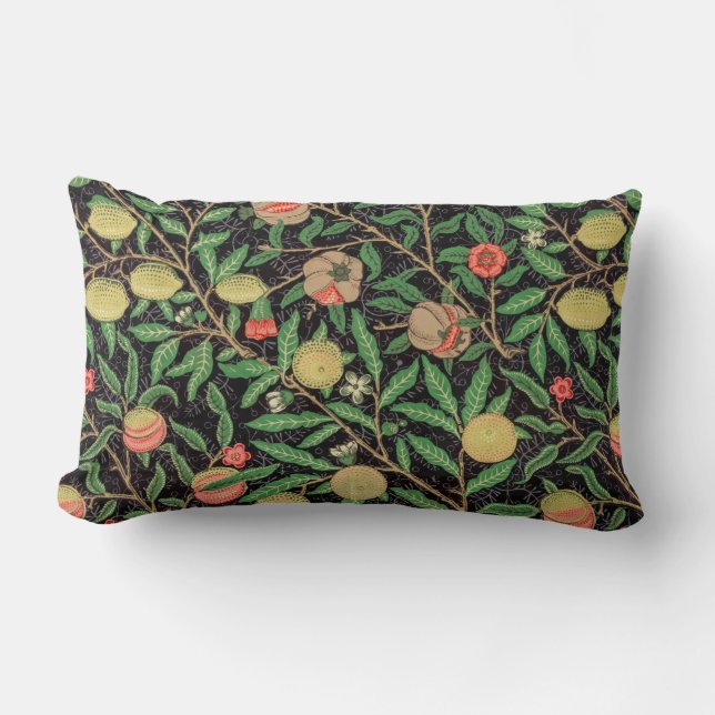 William Morris Obstpomegranat Blumenmuster Lendenkissen (Vorderseite)