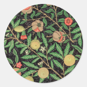 William Morris Obstpomegranat Blumenmuster Runder Aufkleber