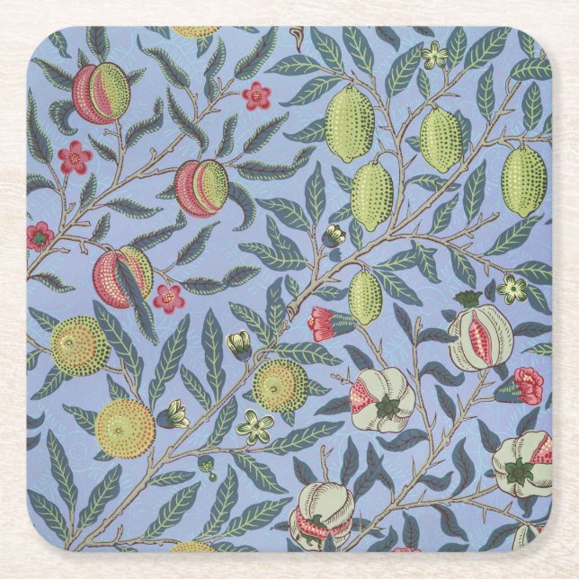 William Morris Obstpomegranat Rechteckiger Pappuntersetzer (Vorderseite)