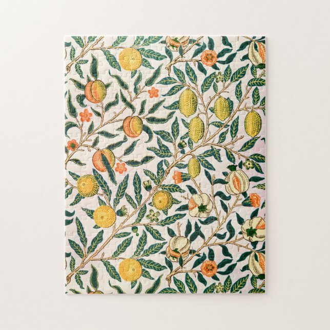 William Morris Obstpomegranat Weiße Ornamente (Vertikal)
