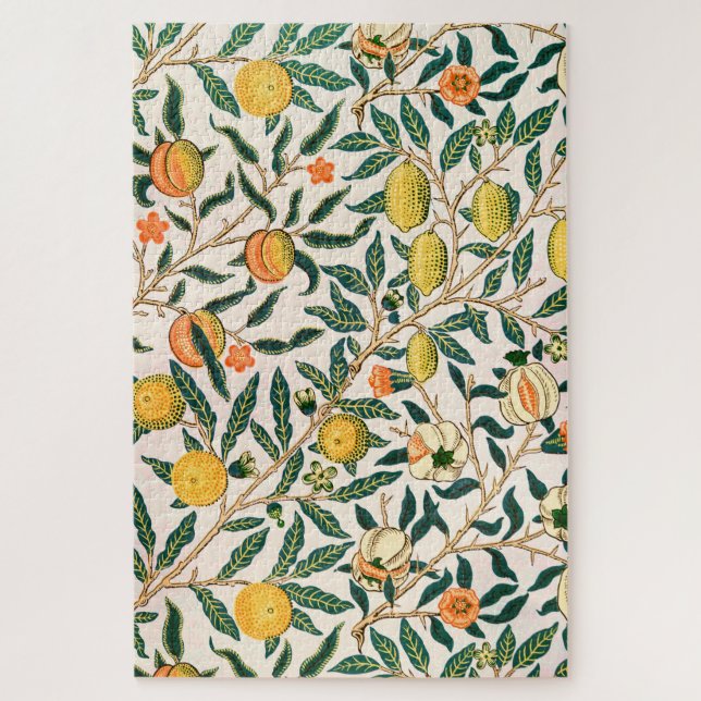 William Morris Obstpomegranat Weiße Ornamente (Vertikal)