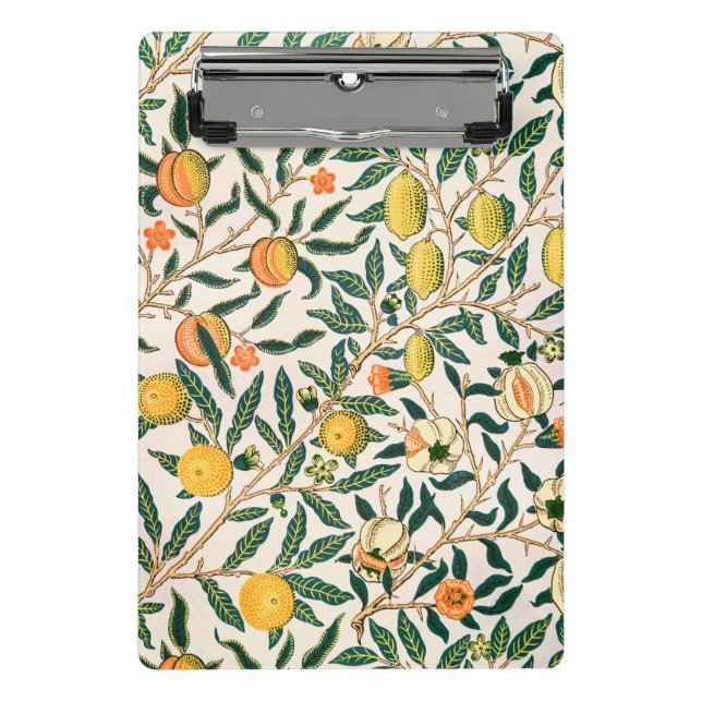 William Morris Obstpomegranat Weiße Ornamente Mini Klemmbrett (Vorderseite)