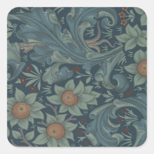 William Morris Orchard Pattern Art Quadratischer Aufkleber