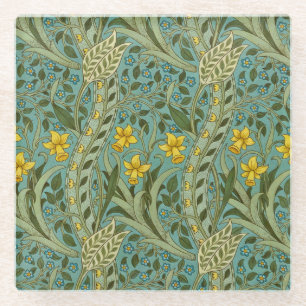 William Morris Osterglocken Blumenmuster Klassiker Glasuntersetzer