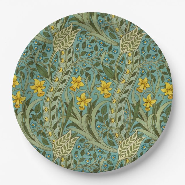 William Morris Osterglocken Blumenmuster Klassiker Pappteller (Vorderseite)