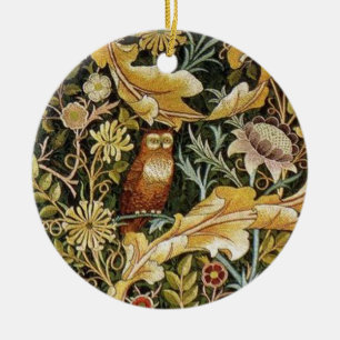 William Morris Owl an Acanthus Keramik Ornament