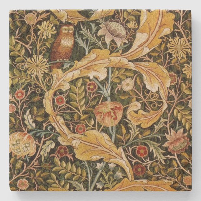 William Morris Owl an Acanthus Steinuntersetzer (Vorderseite)