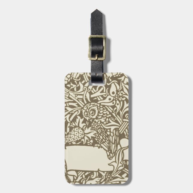 William Morris Owl Vintages Design Gepäckanhänger (Vorderseite vertikal)