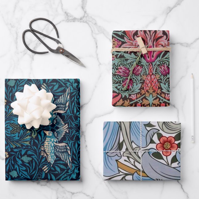 William Morris Pack 4 Feuilles papier d'enveloppem (Recto)