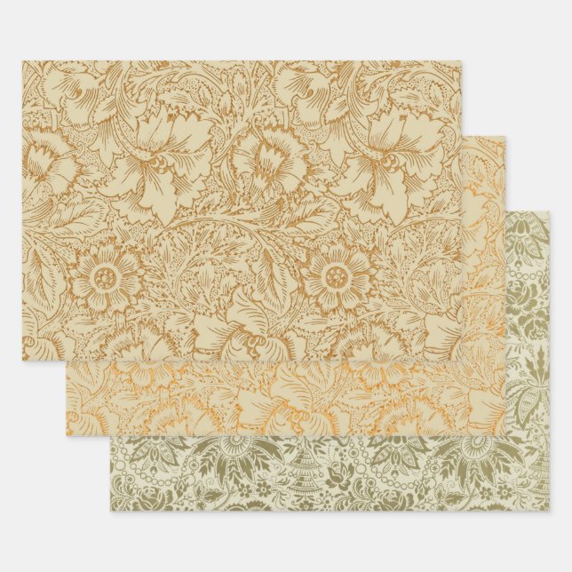 William Morris Papier peint floral Poppy (Lot)
