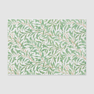 William Morris Pastel Green Willow Leaf Branches Seidenpapier