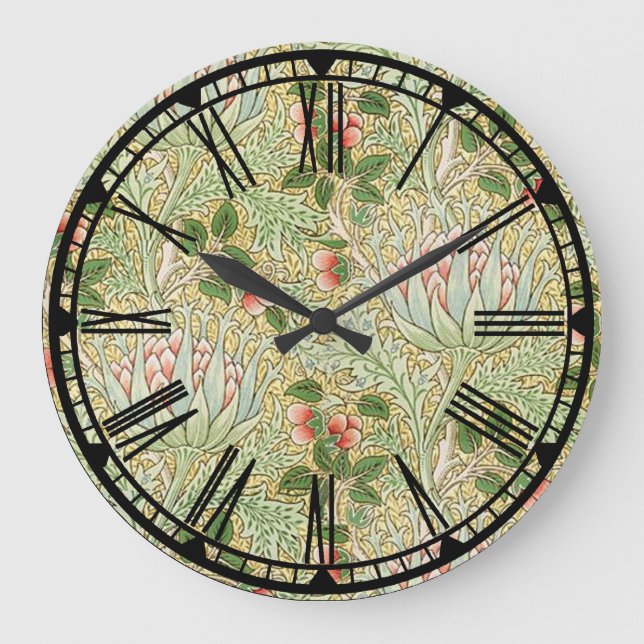 William Morris Pattern Wall Clock Große Wanduhr (Vorderseite)