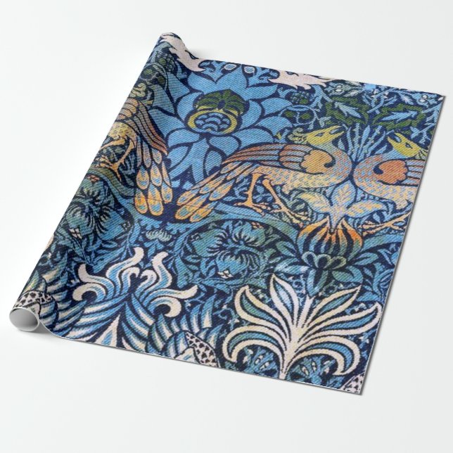 William Morris Peacock and Dragon Blue Pattern Geschenkpapier (Ungerollt)