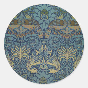 William Morris Peacock and Dragon Runder Aufkleber