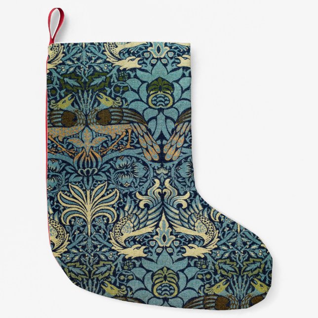 William Morris Peacock and Dragon Woven Design Kleiner Weihnachtsstrumpf (Vorderseite)