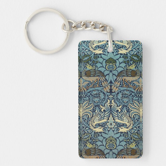 William Morris Peacock and Dragon Woven Design Schlüsselanhänger (Vorderseite)