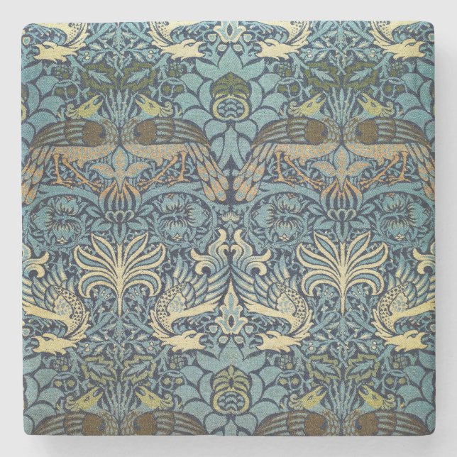 William Morris Peacock and Dragon Woven Design Steinuntersetzer (Vorderseite)