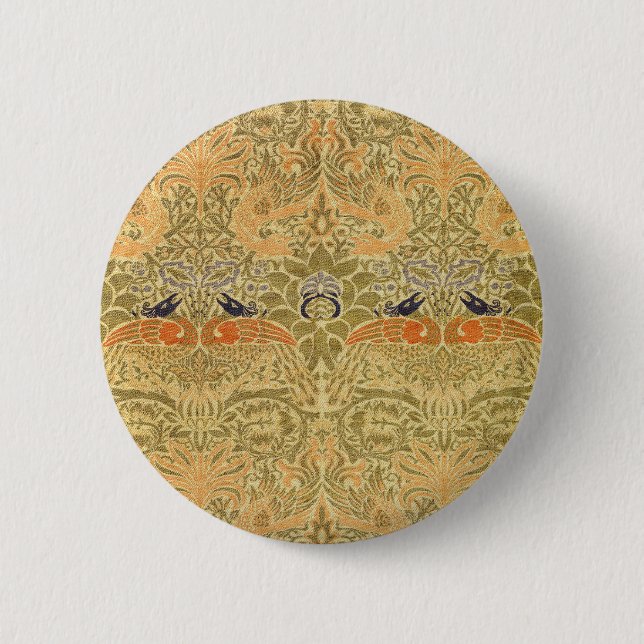 William Morris Peacock & Dragon Arts & Crafts Button (Vorderseite)