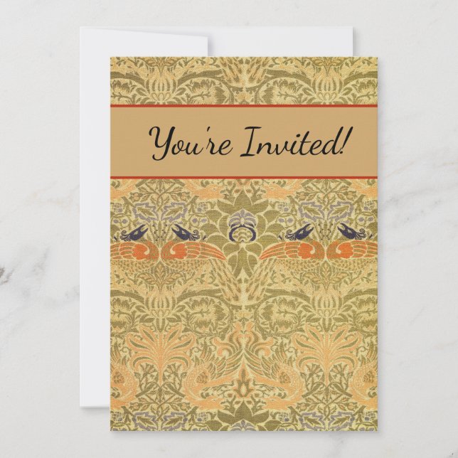 William Morris Peacock & Dragon Arts & Crafts Einladung (Vorderseite)