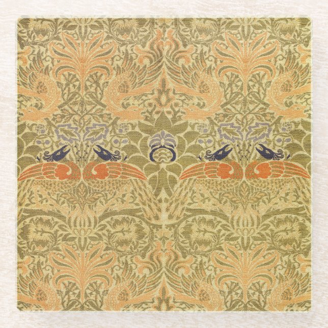 William Morris Peacock & Dragon Arts & Crafts Glasuntersetzer (Vorderseite)