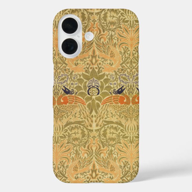 William Morris Peacock & Dragon Arts & Crafts iPhone 16 Hülle (Rückseite)