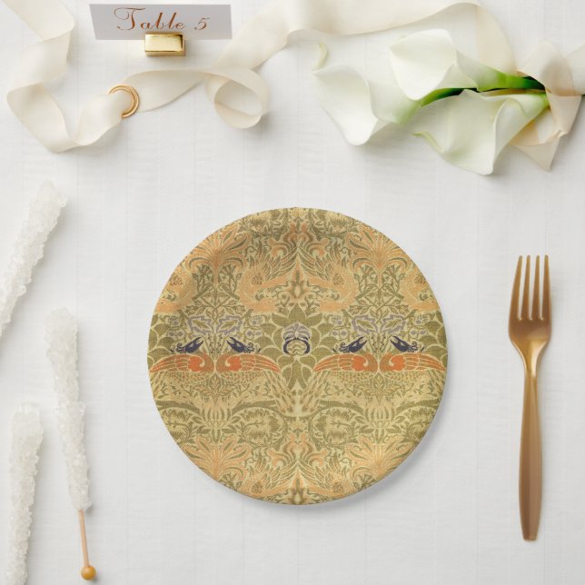 William Morris Peacock & Dragon Arts & Crafts Pappteller (Hochzeit)