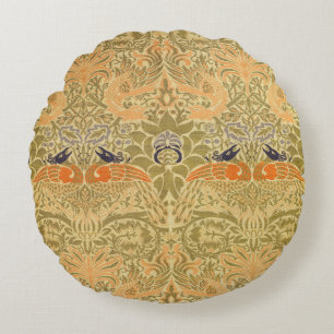 William Morris Peacock & Dragon Arts & Crafts Rundes Kissen