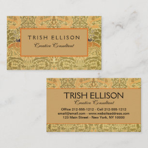 William Morris Peacock & Dragon Arts & Crafts Visitenkarte