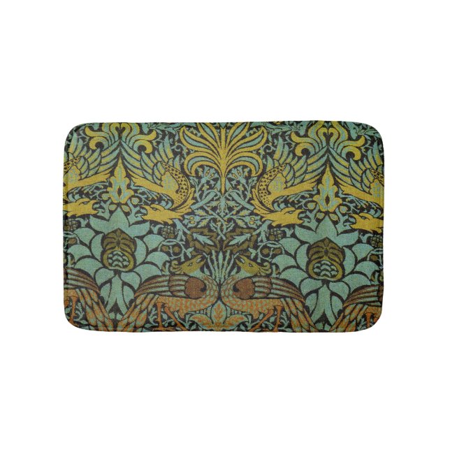 William Morris Peacock Dragon Wallpaper Badematte (Vorderseite)