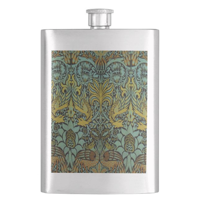 William Morris Peacock Dragon Wallpaper Flachmann (Vorderseite)