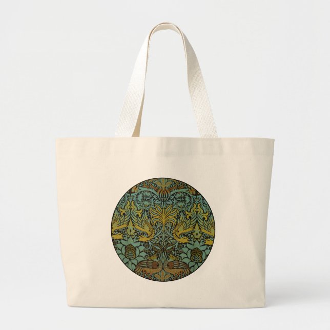 William Morris Peacock Dragon Wallpaper Jumbo Stoffbeutel (Vorne)