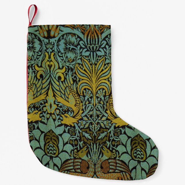William Morris Peacock Dragon Wallpaper Kleiner Weihnachtsstrumpf (Vorderseite)
