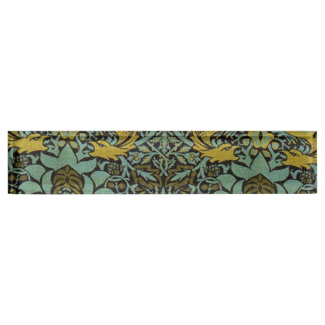 William Morris Peacock Dragon Wallpaper Namensplakette (Vorderseite)