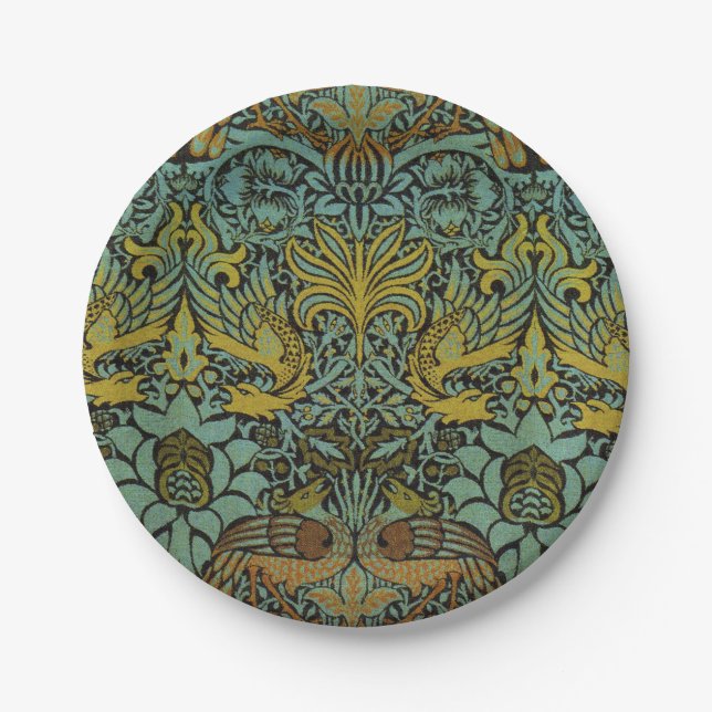 William Morris Peacock Dragon Wallpaper Pappteller (Vorderseite)