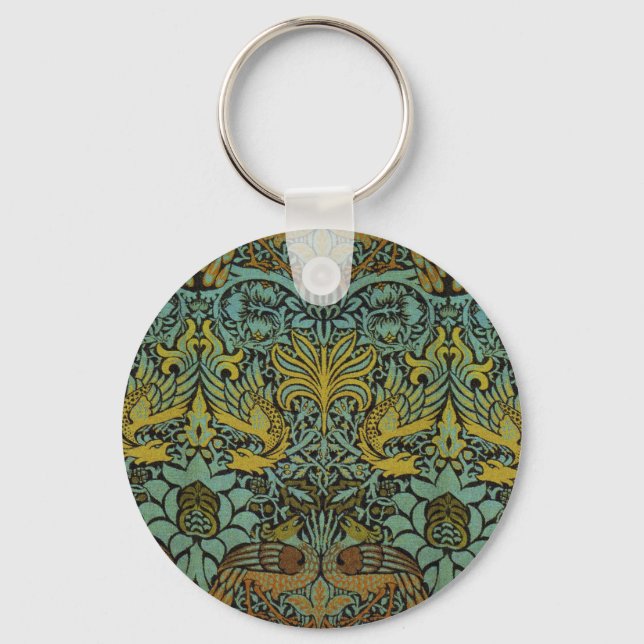 William Morris Peacock Dragon Wallpaper Schlüsselanhänger (Vorderseite)