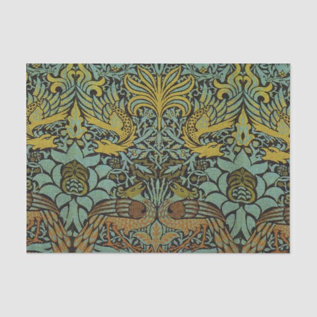William Morris Peacock Dragon Wallpaper Seidenpapier (Vorderseite)