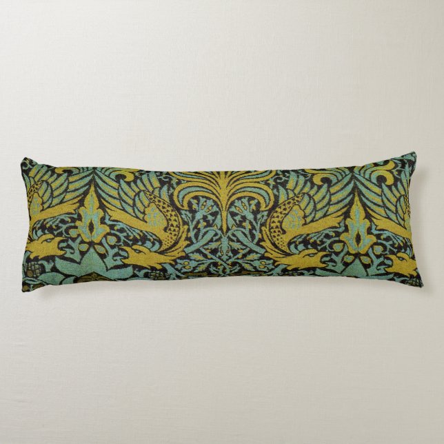 William Morris Peacock Dragon Wallpaper Seitenschläferkissen (Rückseite)
