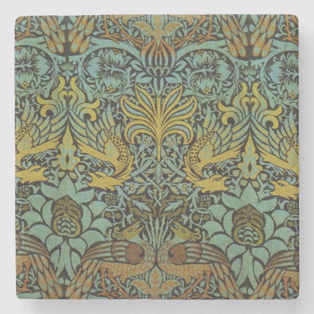 William Morris Peacock Dragon Wallpaper Steinuntersetzer (Vorderseite)