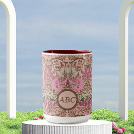William Morris Peacock und Dragon Monogram Zweifarbige Tasse