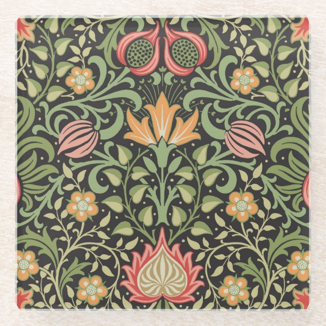 William Morris Persian Floral Antique Glasuntersetzer (Vorderseite)