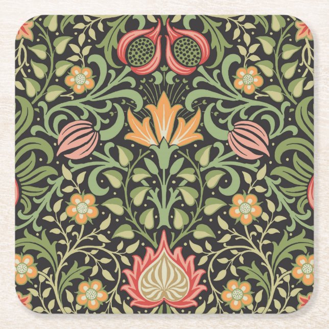 William Morris Persian Floral Antique Rechteckiger Pappuntersetzer (Vorderseite)