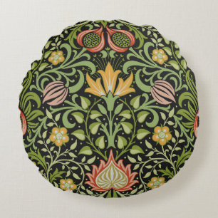 William Morris Persisch Schwarze Blumengestaltung Rundes Kissen