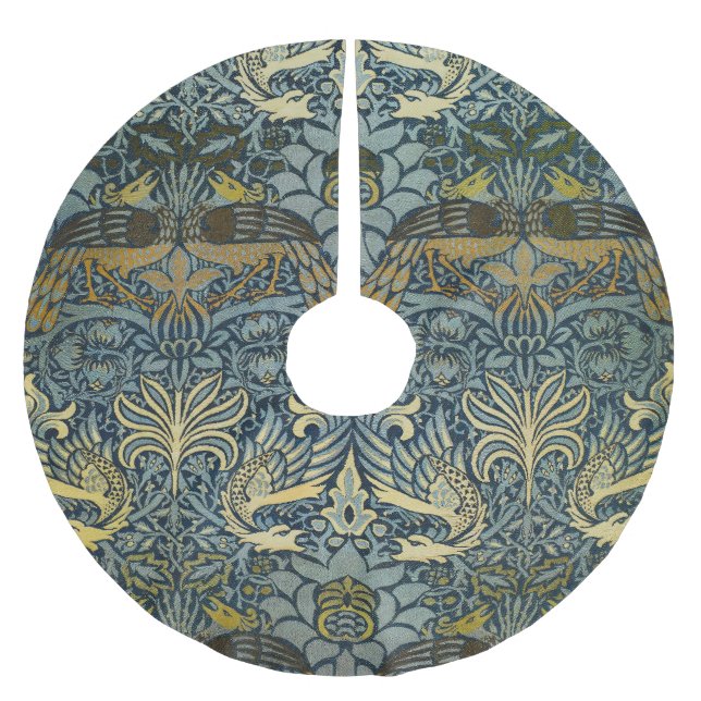 William Morris Pfau-Drache-Klassiker Polyester Weihnachtsbaumdecke (Vorderseite)