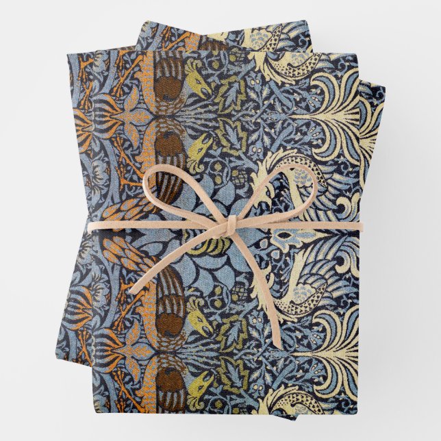 William Morris, Pfau und Drache Geschenkpapier Set (Beispiel)
