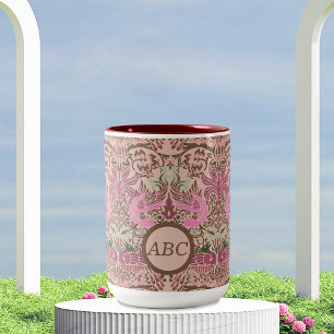 William Morris Pfau-und-Drache-Monogramm Zweifarbige Tasse