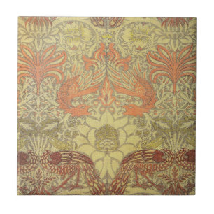 William Morris-Pfau und Drache-Muster Fliese