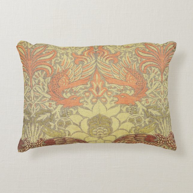 William Morris-Pfau und Drache-Muster Zierkissen (Vorderseite)