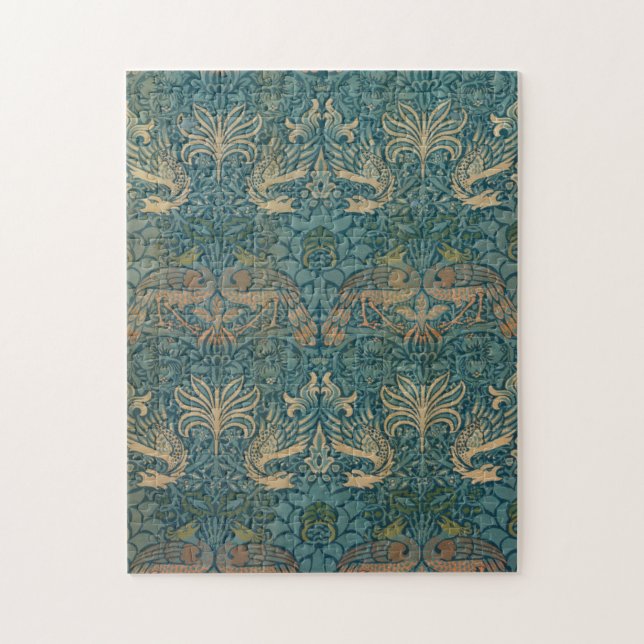 William Morris-Pfau-und Drache-Textilentwurf (Vertikal)